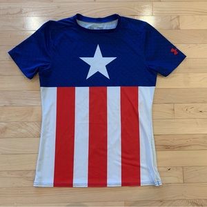Under Armour Marvel youth boys size XL 16 fitted heatgear shirt short sleeve top
